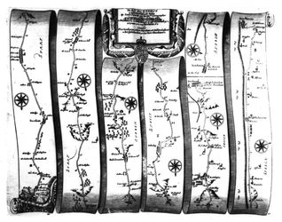 Vägen från London till Newhaven, från Ogilbys "Britannia", 1675